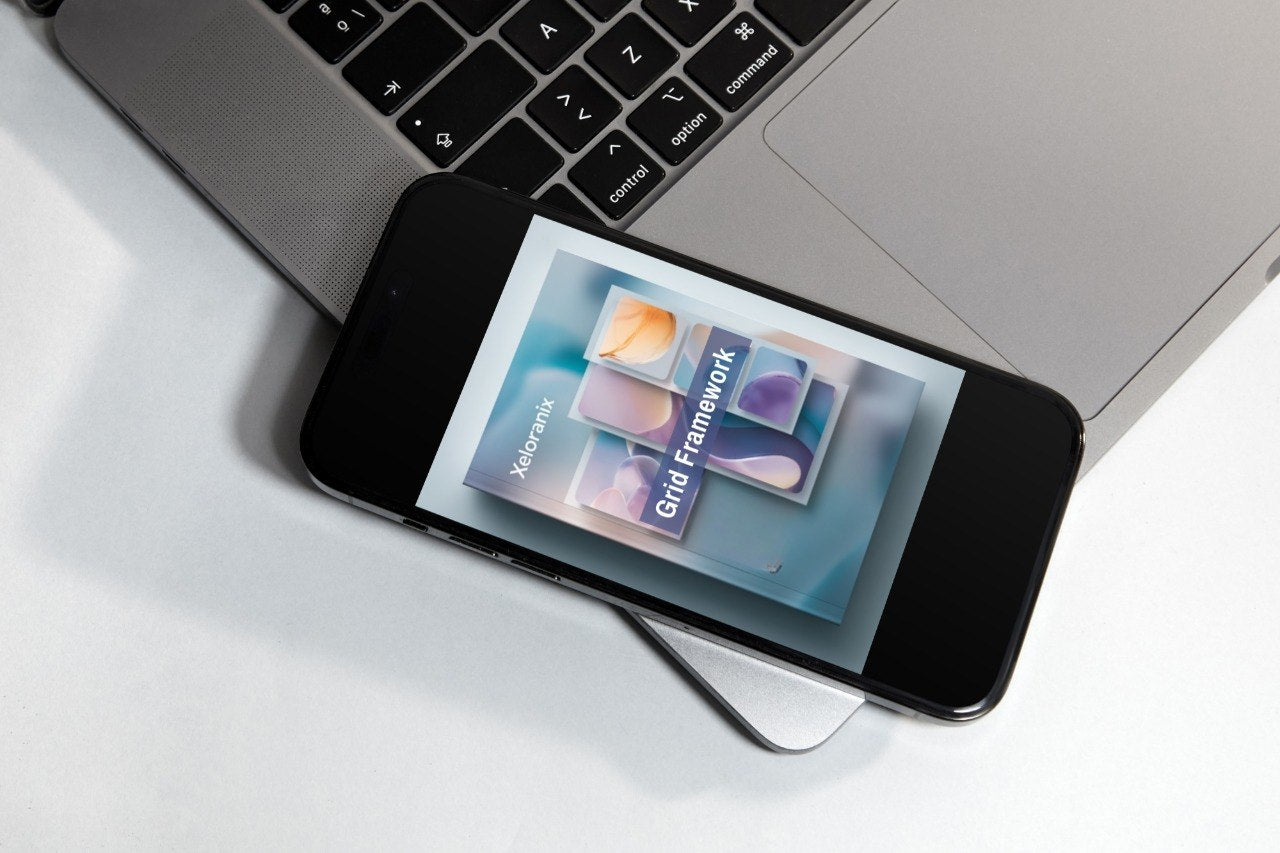 Phone displaying 'Grid Framework'