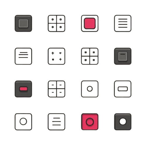 Set of various icon designs on a white background